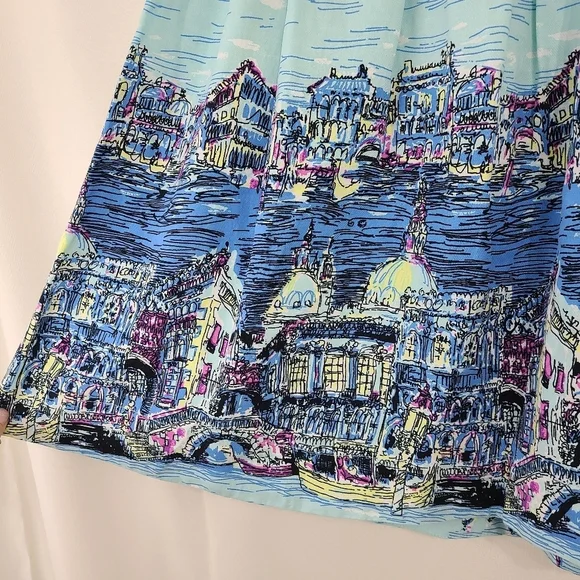 Anthropologie Colloquial a-line skirt Dear Gondolier Venice city print size 6 - Picture 6 of 8